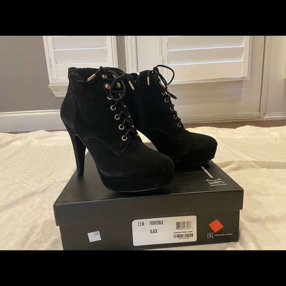 INC Black Suede 4inch heel booties - Picture 3 of 8
